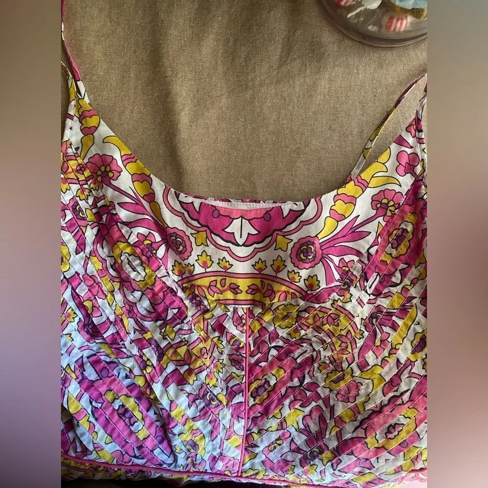 Tory Burch Sun Dress Pink Yellow Floral Alhambra Malta Sleeveless Size 6